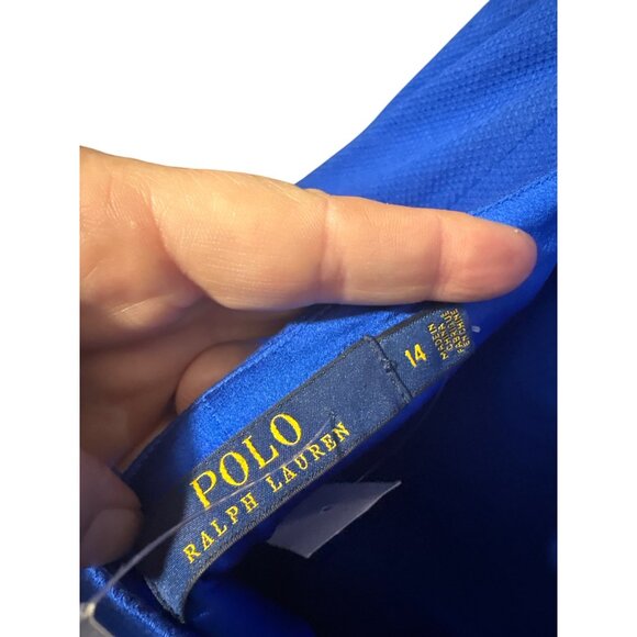 Polo Ralph Lauren NWT Womens Pleated Blue Dress Size 14 Polyester Sleeveless Tex - Picture 7 of 8